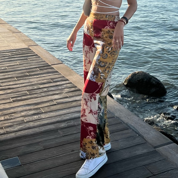 Satin printed pants - Picture 1 of 6